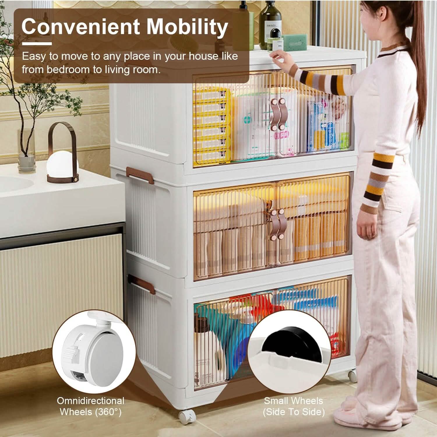 3-Pieces: Foldable Storage Bins with Lid Front Magnetic Door Collapsible Stackable Closet Organizer by DailySale