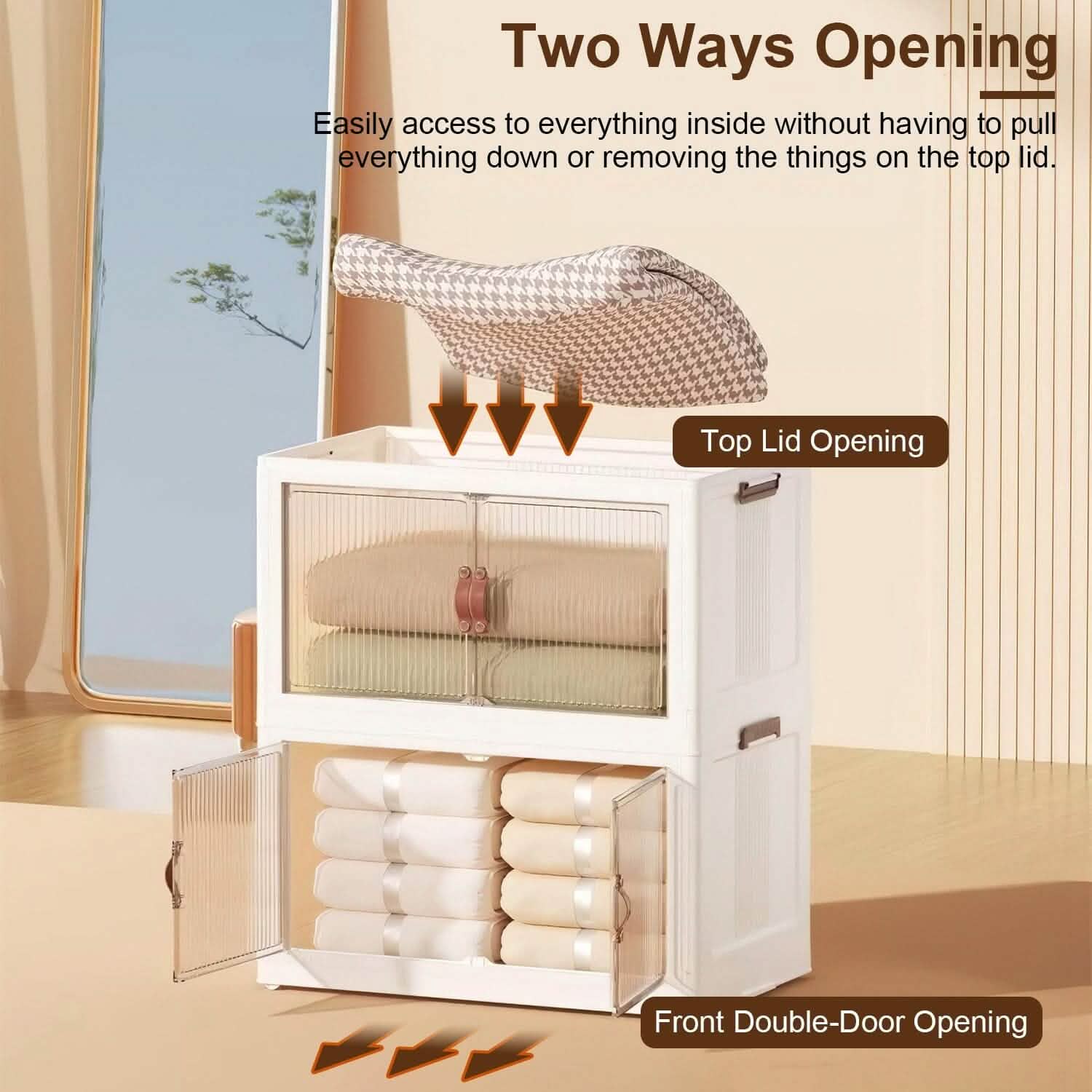 3-Pieces: Foldable Storage Bins with Lid Front Magnetic Door Collapsible Stackable Closet Organizer by DailySale