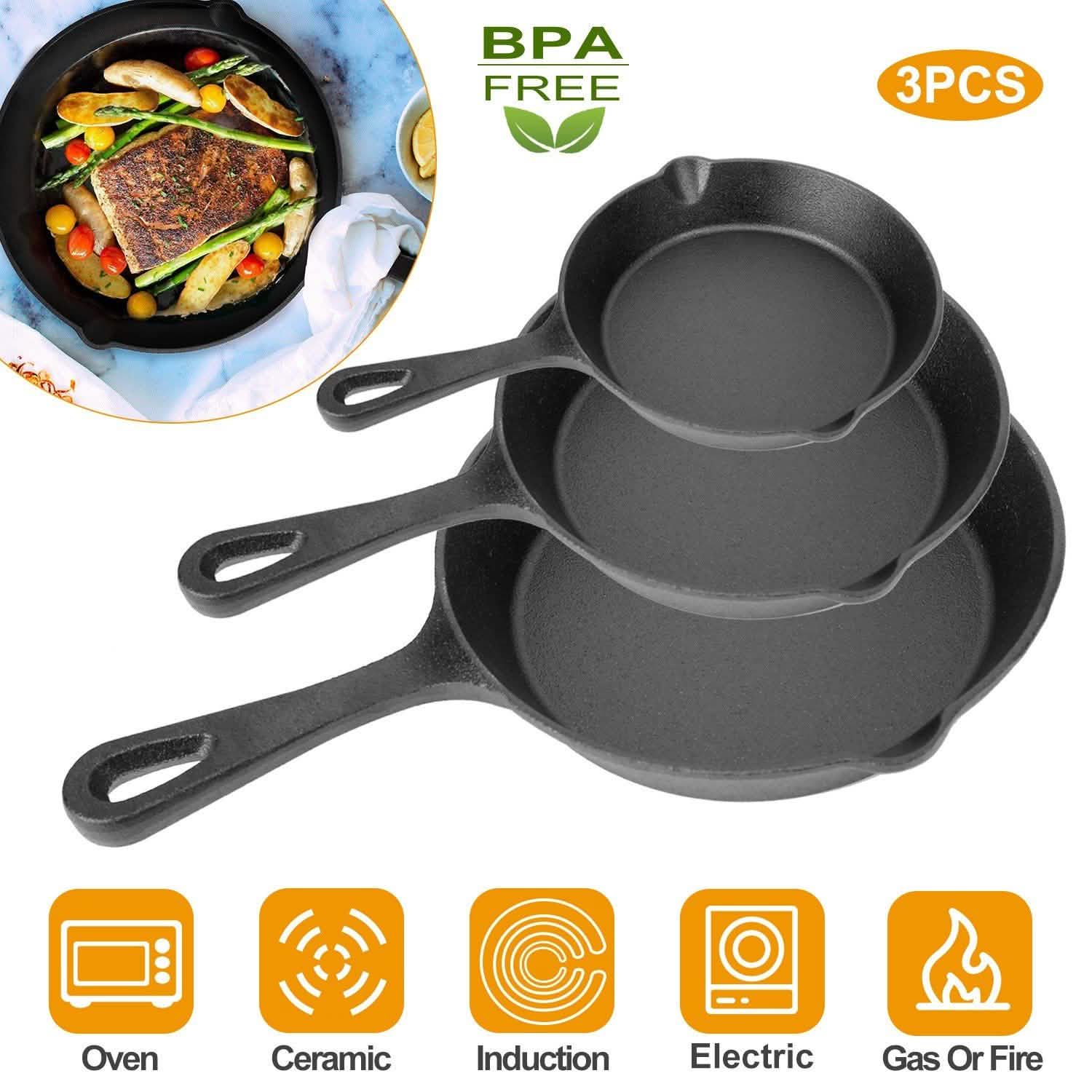3-Pieces: Pre-Seasoned Cast Iron Skillet by DailySale