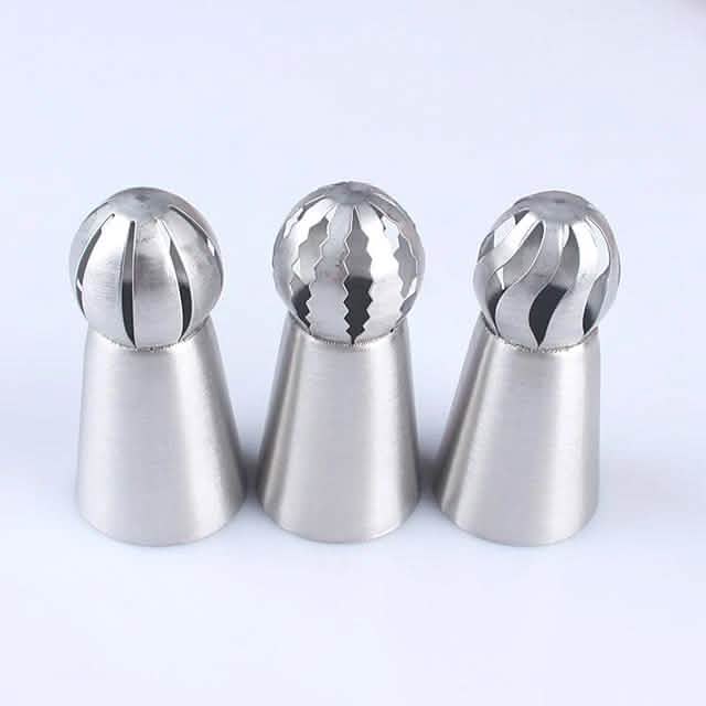 3-Pieces: Russian Stainless Steel Tips Tulip Sphere Whip Cream Buttercream Icing Piping Nozzles by DailySale