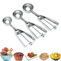 3-Pieces Set: Stainless Steel Cookie Scoops with Trigger Release by DailySale