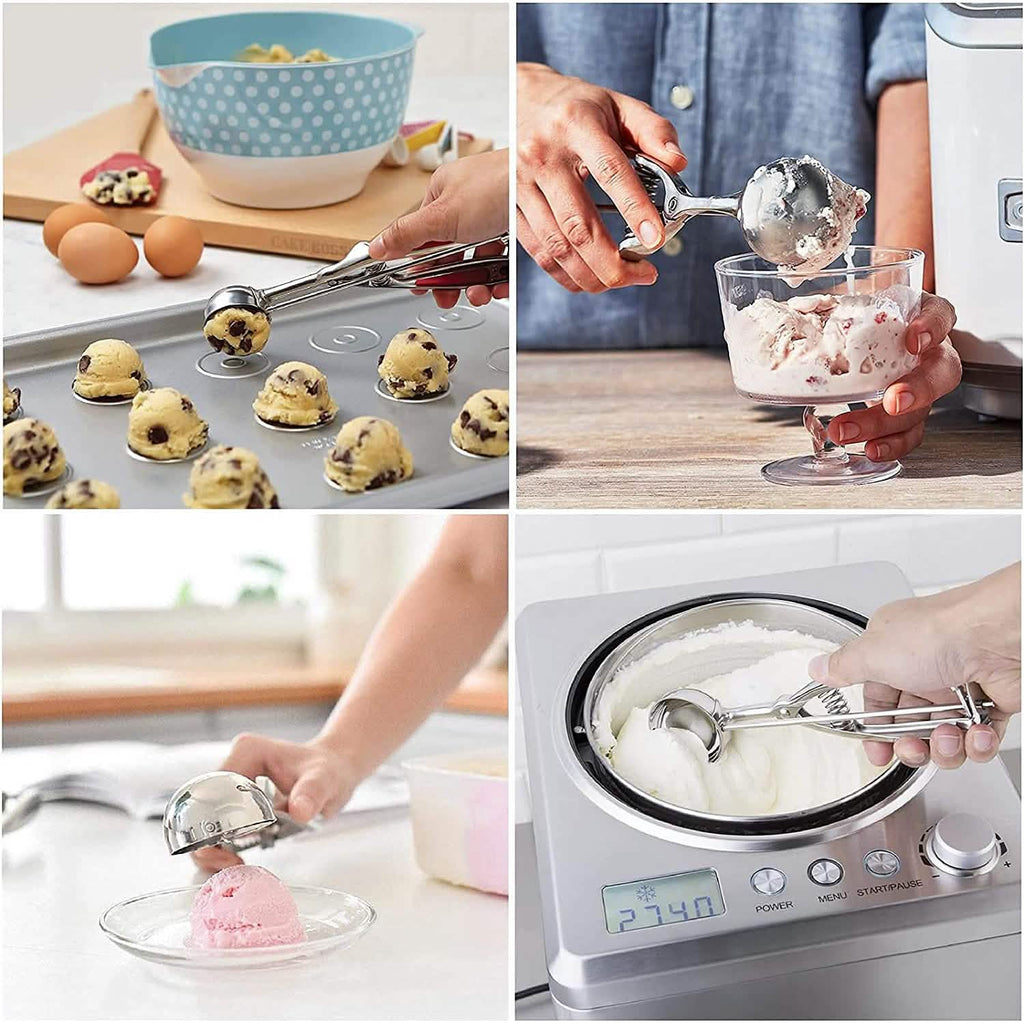 3-Pieces Set: Stainless Steel Cookie Scoops with Trigger Release by DailySale