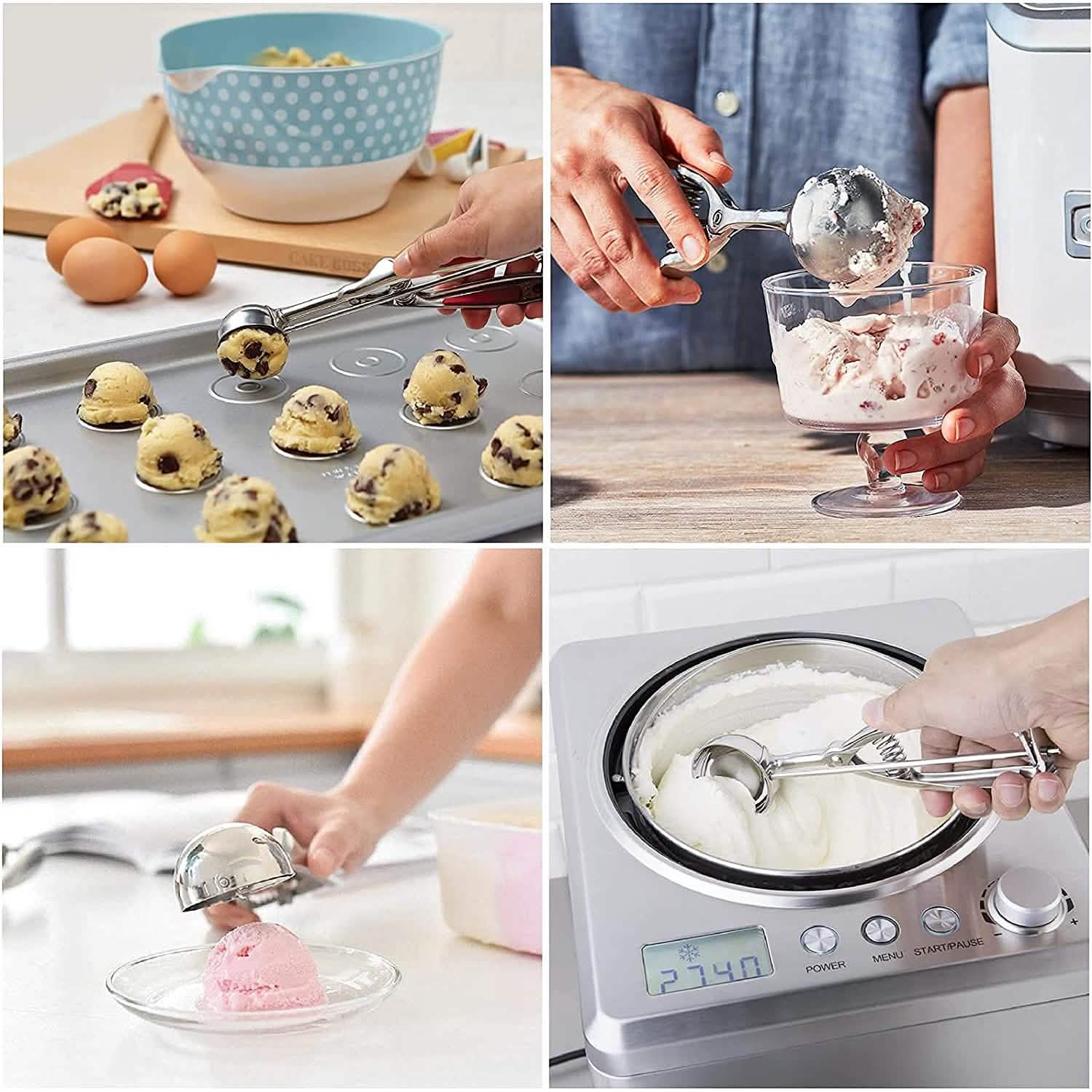 3-Pieces Set: Stainless Steel Cookie Scoops with Trigger Release by DailySale