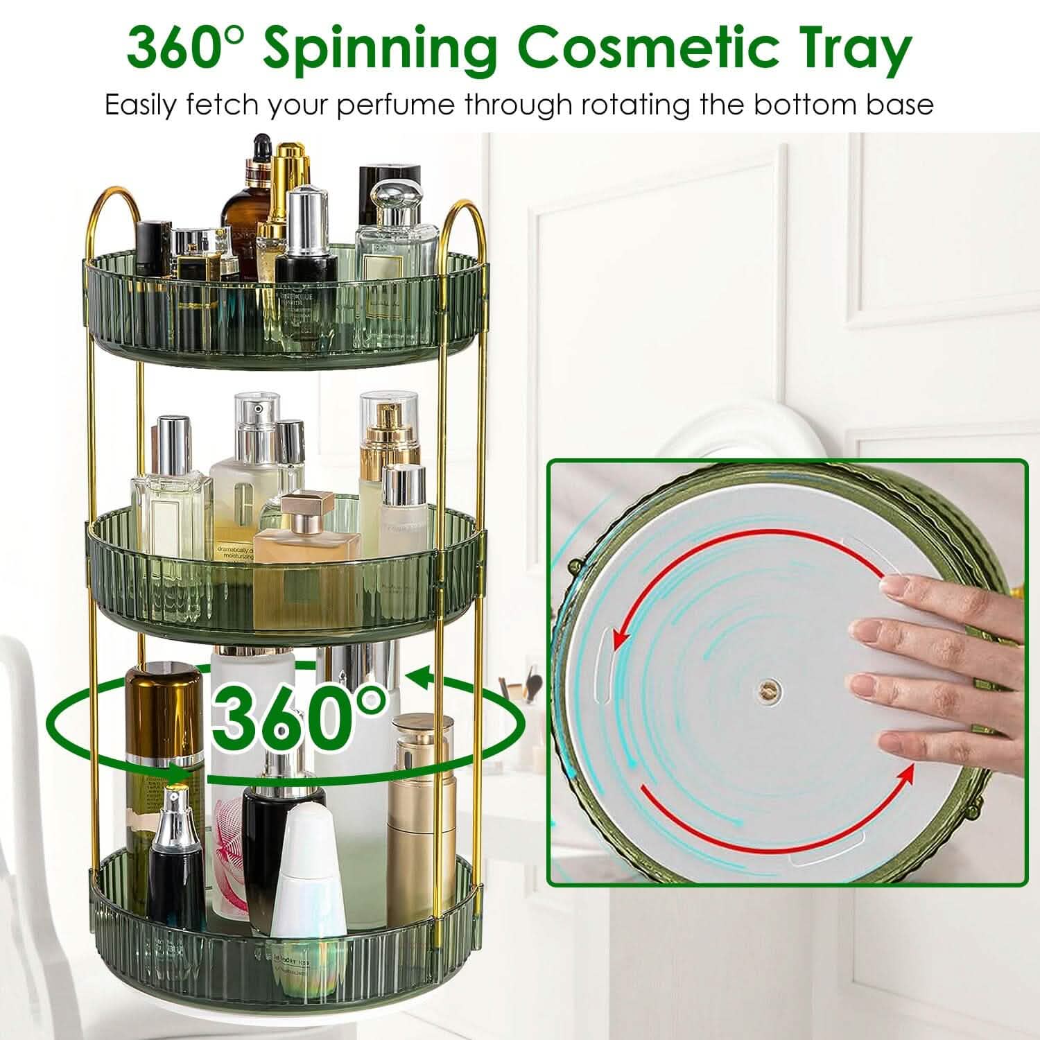 3-Tier 360¬∞ Spinning Rotating Makeup Organizer by DailySale