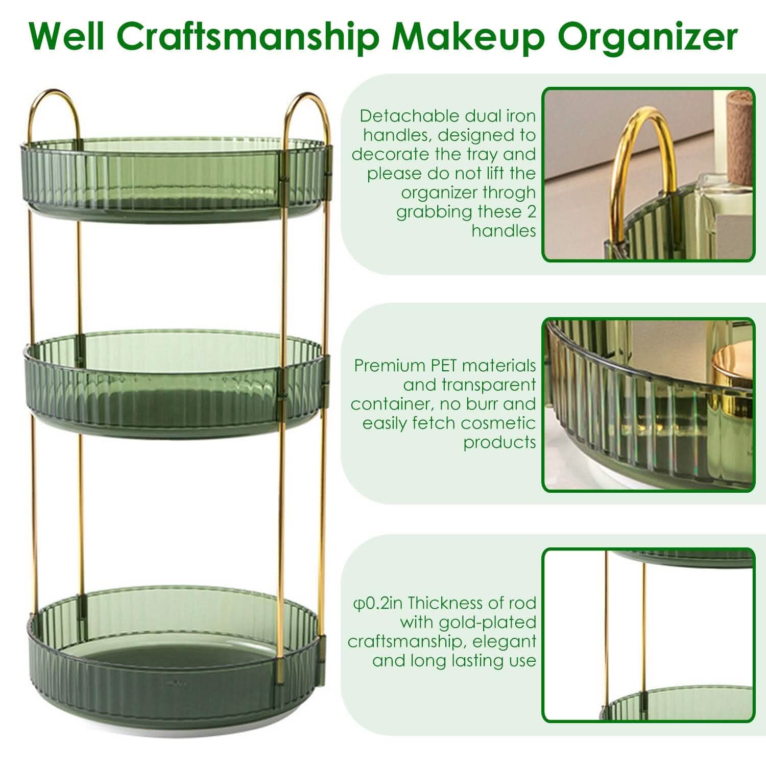 3-Tier 360¬∞ Spinning Rotating Makeup Organizer by DailySale