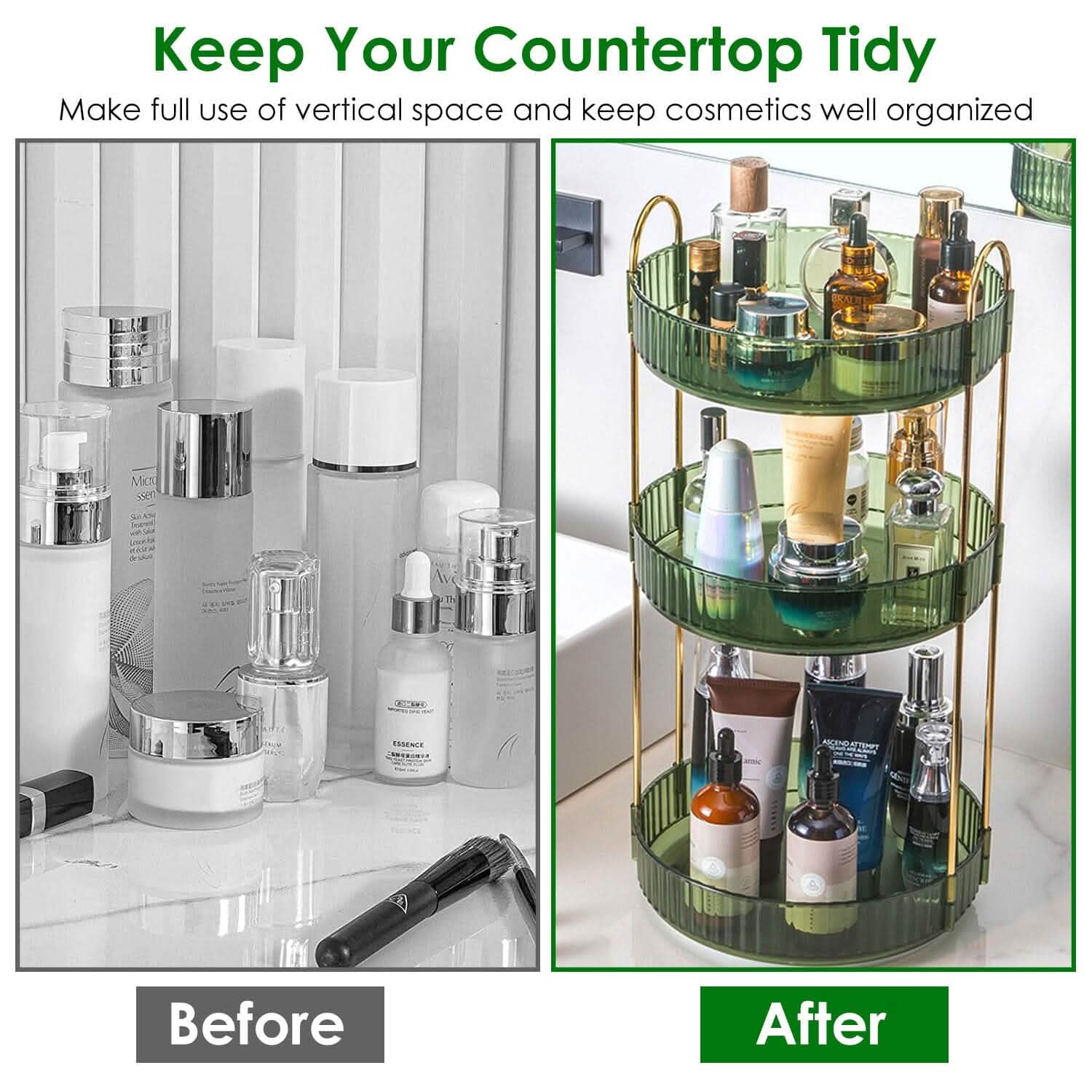 3-Tier 360¬∞ Spinning Rotating Makeup Organizer by DailySale