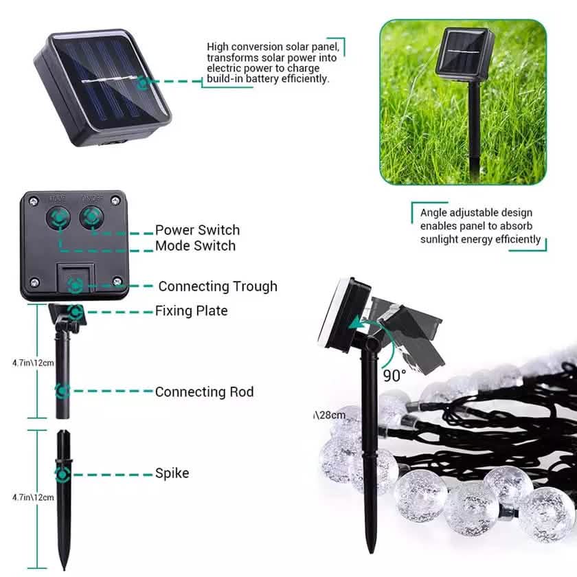 30 LED Solar String Ball Lights Outdoor Waterproof Garden Decor by DailySale