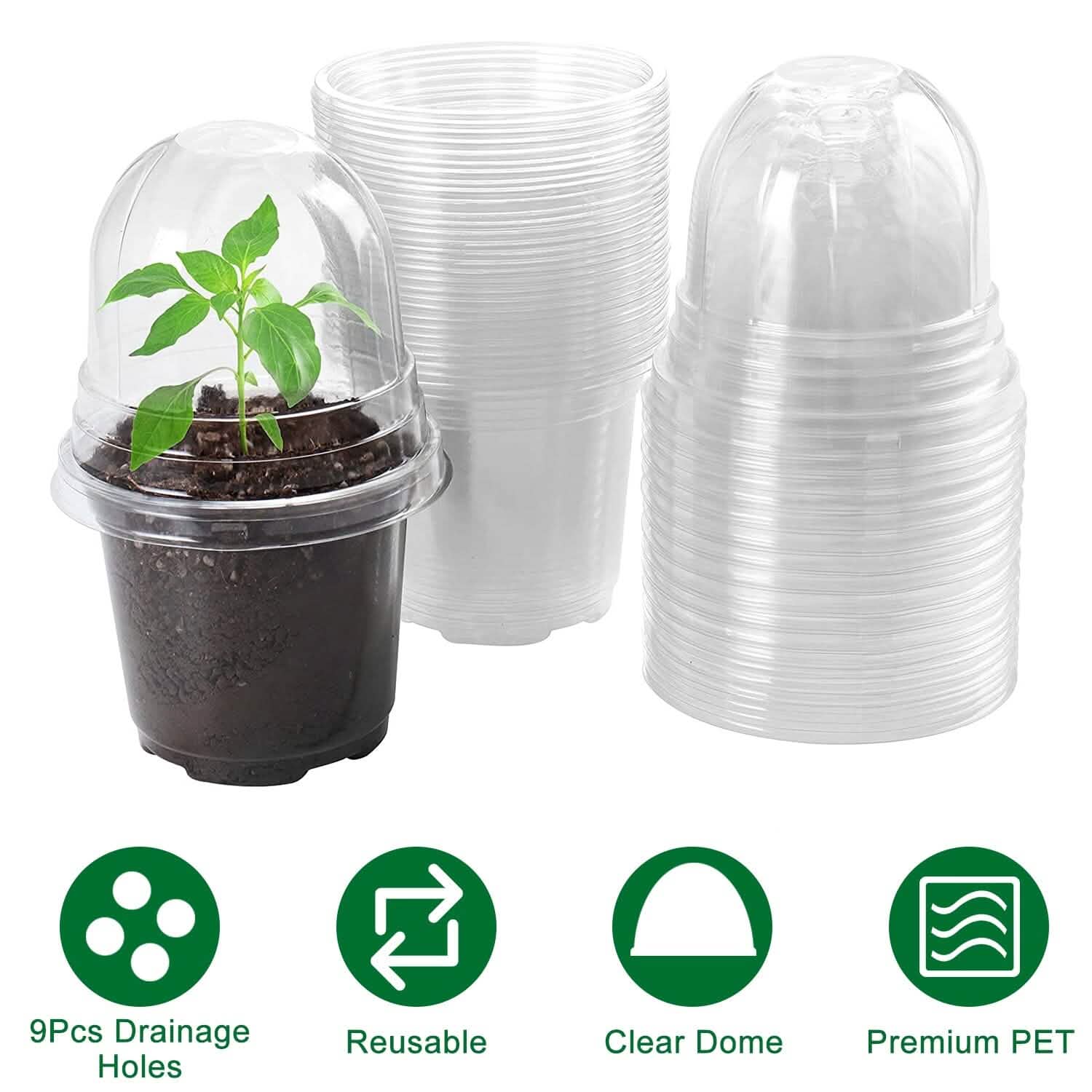 30-Pieces: Plant Nursery Pots PET Flower Seed Starting Pots Container with Dome Drainage Holes by DailySale