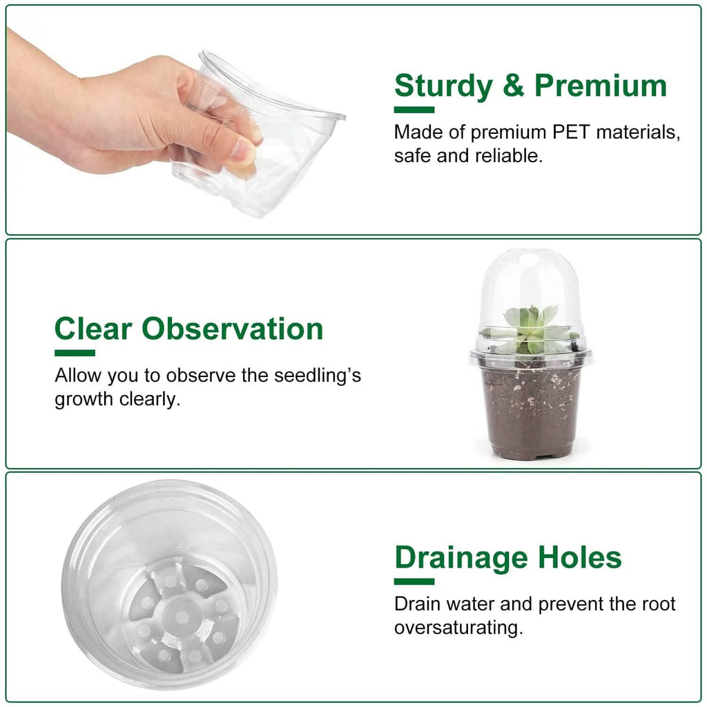 30-Pieces: Plant Nursery Pots PET Flower Seed Starting Pots Container with Dome Drainage Holes by DailySale