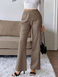 Plaid High Waisted Wide Leg Pants