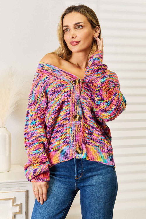 Angel Wings Woven Right V-Neck Long Sleeve Cardigan by Wild and Free Boutique