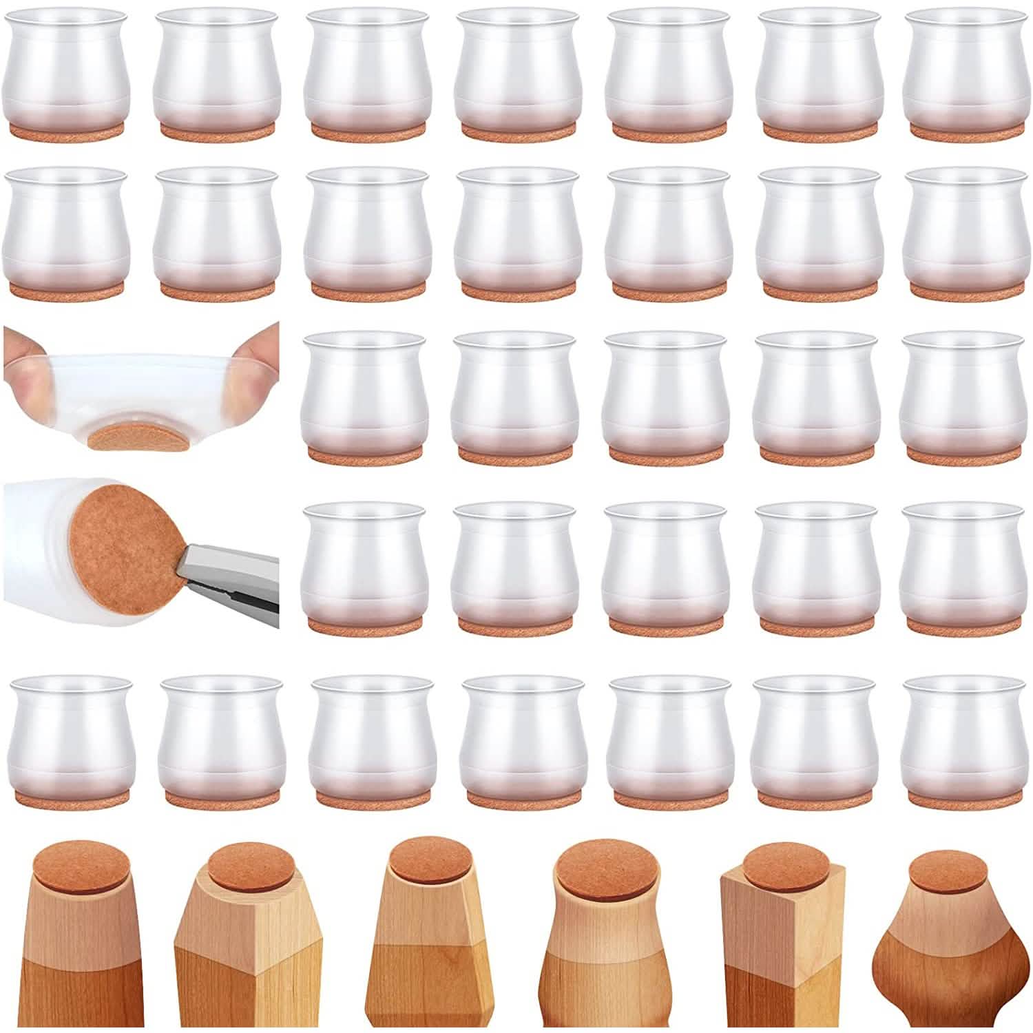 32-Piece: Clear Chair Leg Floor Protectors by DailySale