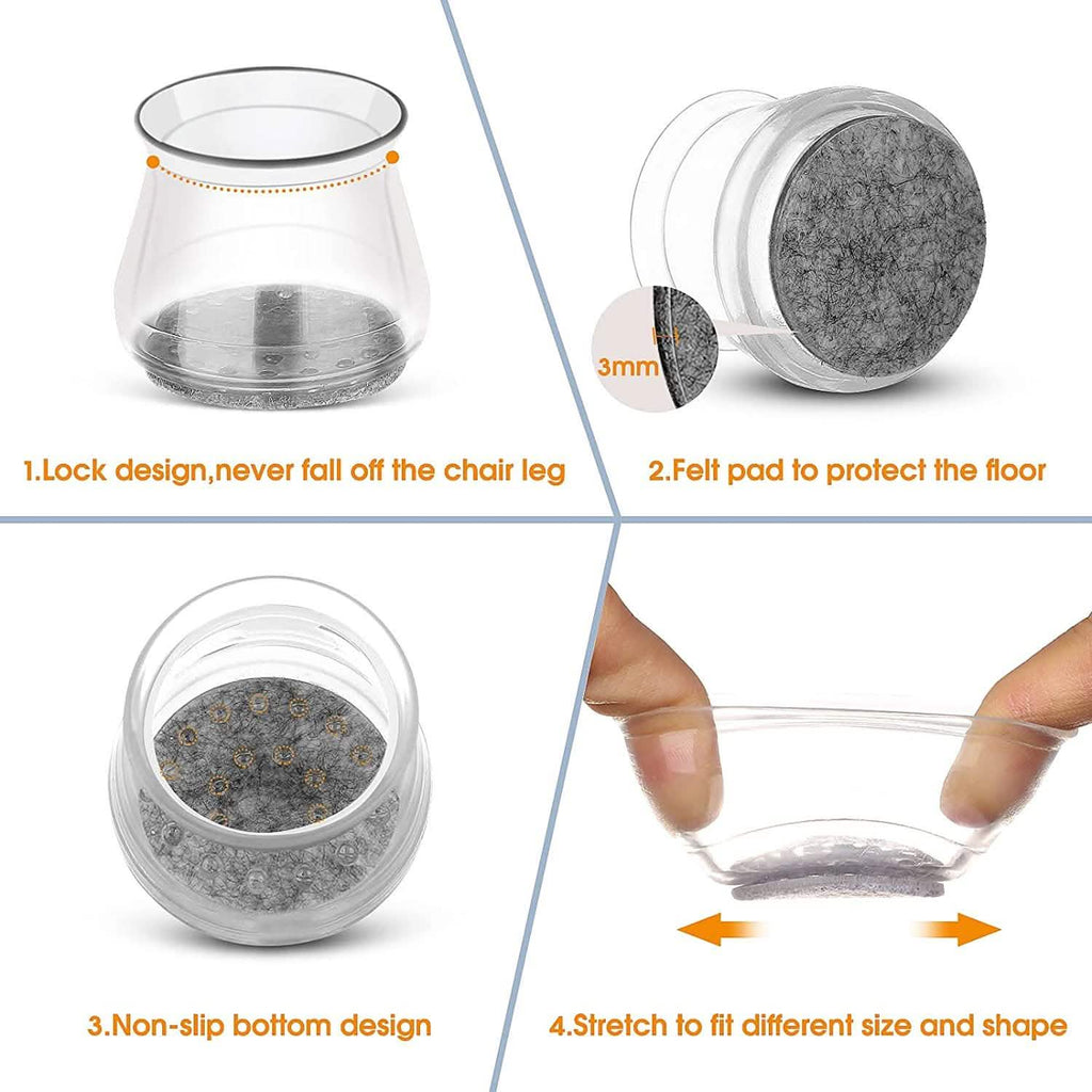 32-Piece: Clear Chair Leg Floor Protectors by DailySale