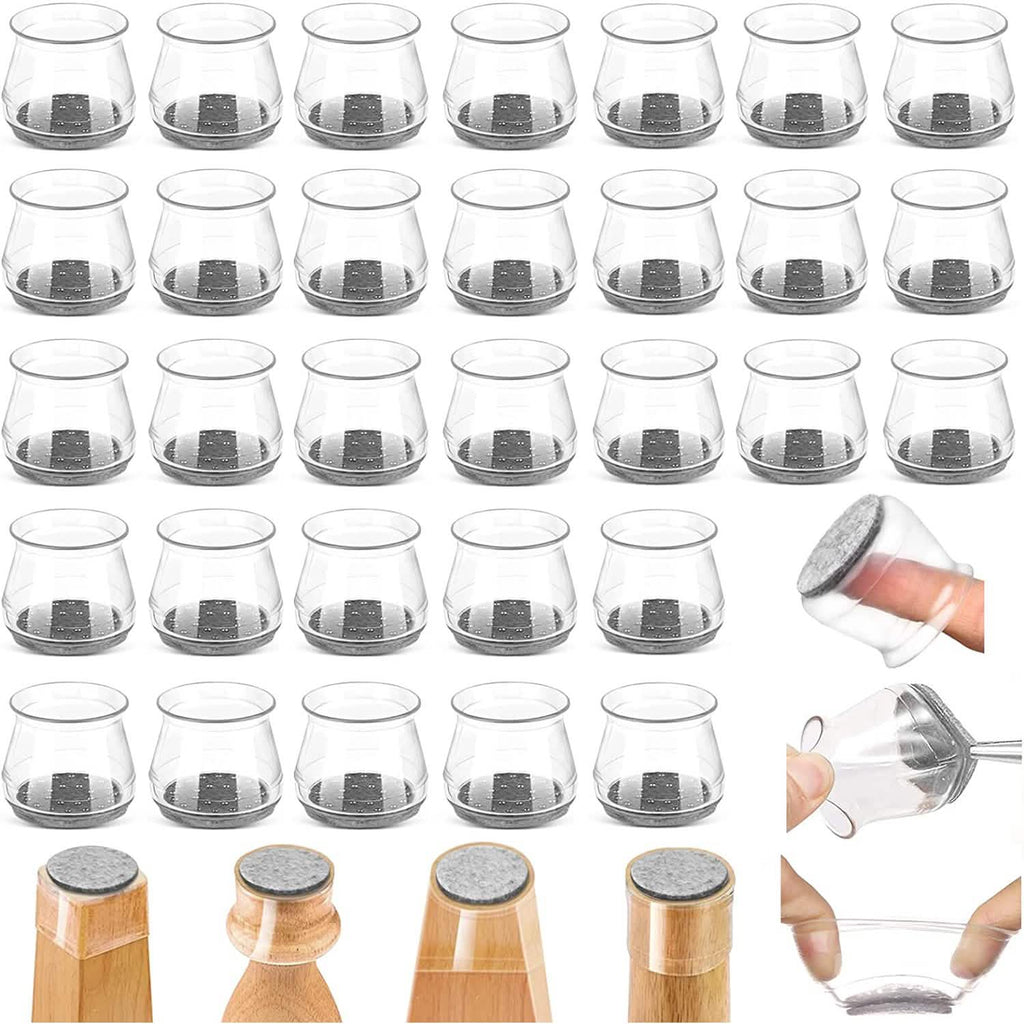 32-Piece: Clear Chair Leg Floor Protectors by DailySale