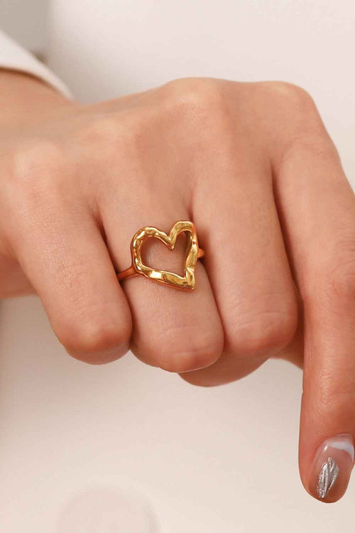 18K Gold Plated Heart-Shaped Ring by Wild and Free Boutique
