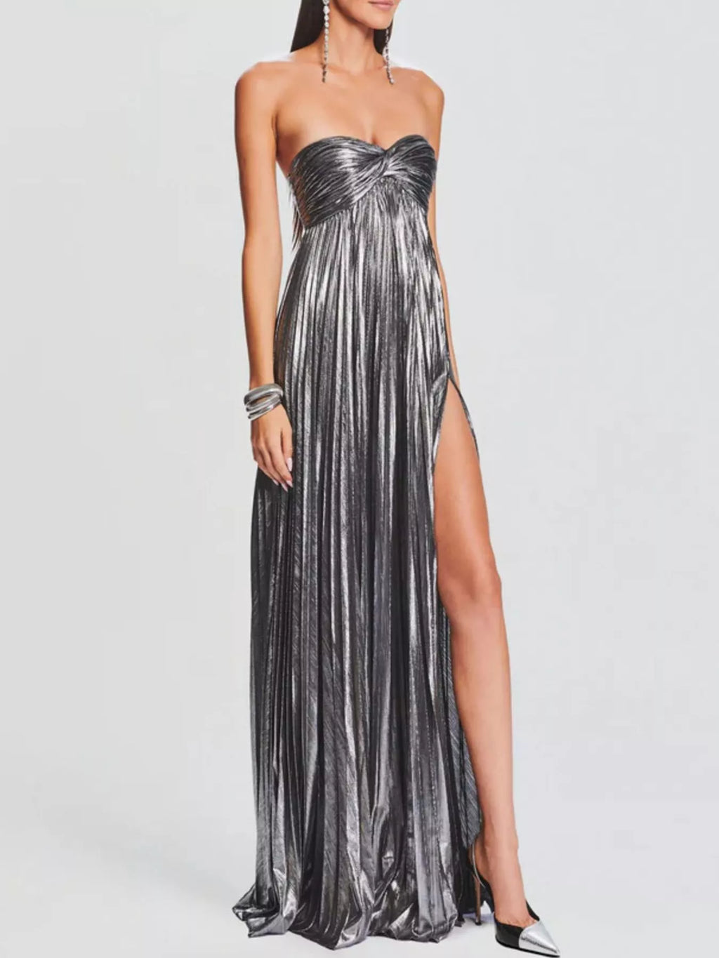 Split Sweetheart Neck Tube Maxi Dress by Shopiebay