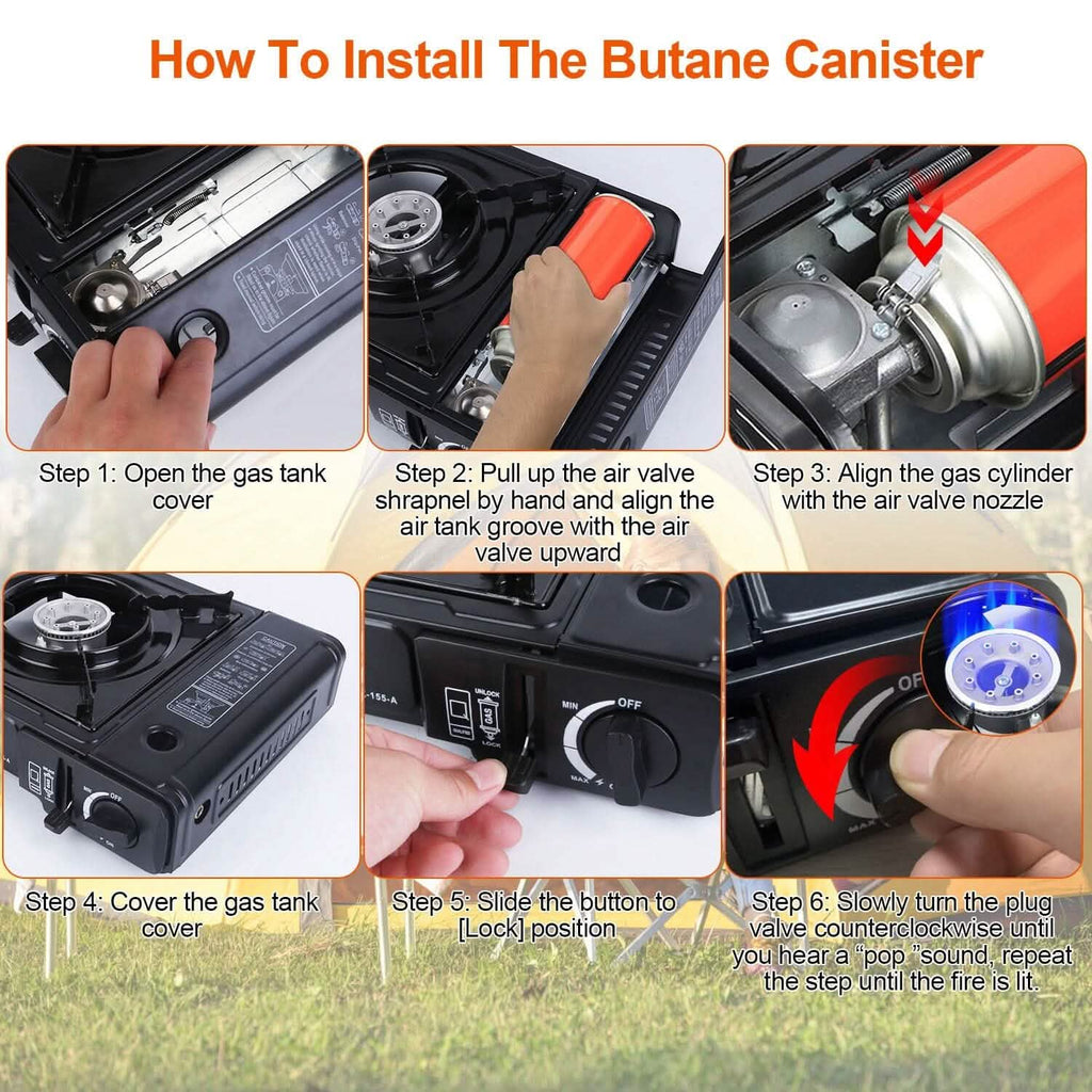 3300W Portable Camping Stove Butane Canister Dual Fuel Burner by DailySale