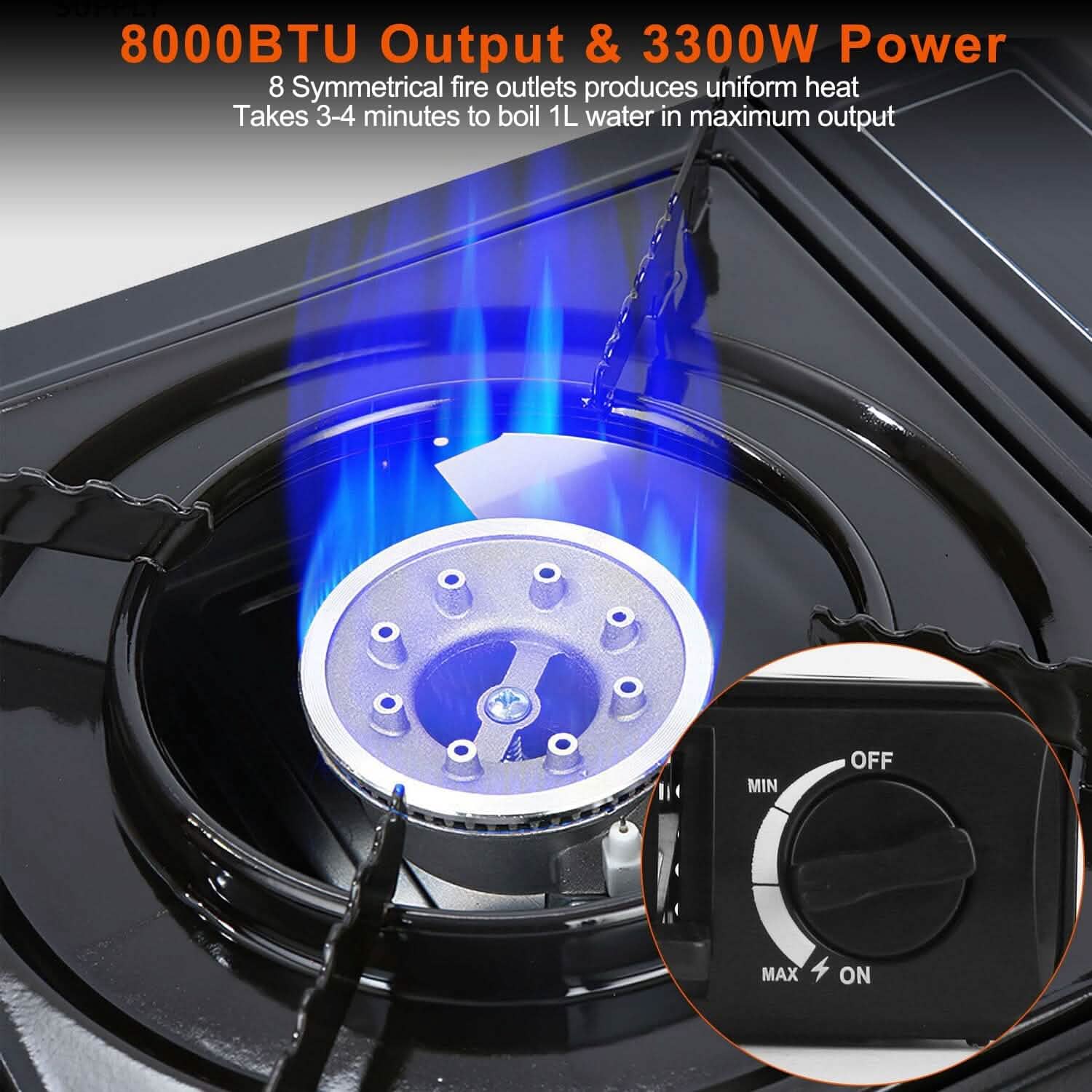 3300W Portable Camping Stove Butane Canister Dual Fuel Burner by DailySale