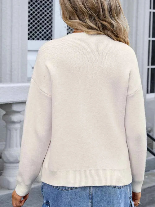 Angel Wings Bow Graphic Round Neck Long Sleeve Sweater by Wild and Free Boutique