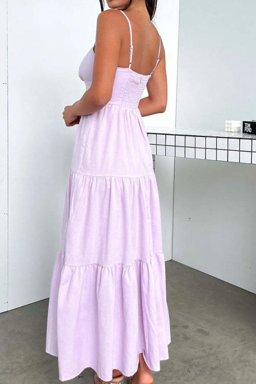 Cut-Out Tiered Dress with Spaghetti Straps by Shopiebay