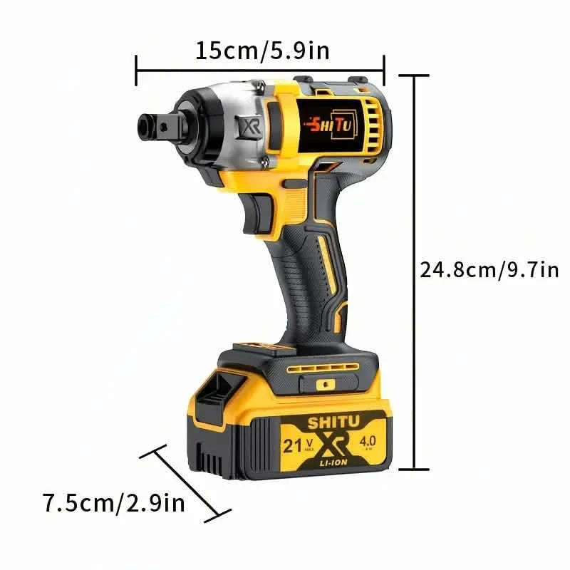 21V Cordless Brushless Impact Wrench Drill Kit – Lithium Drill + Battery x1, 4000mAh Battery, Toolbox & Accessories by DailySale