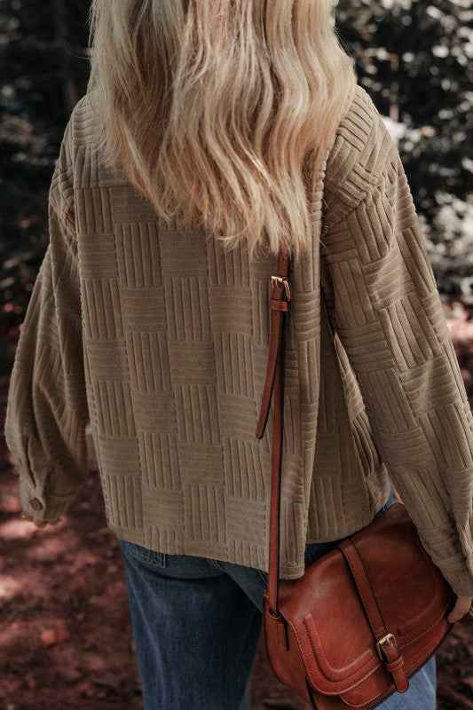 Textured Button-Up Chest Pocket Shacket