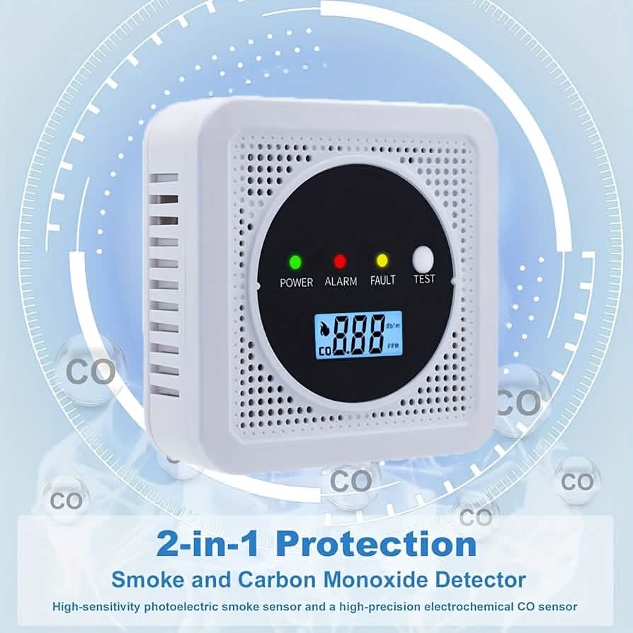Dual Sensor Smoke & Carbon Monoxide Detector Alarm with LCD Display by DailySale
