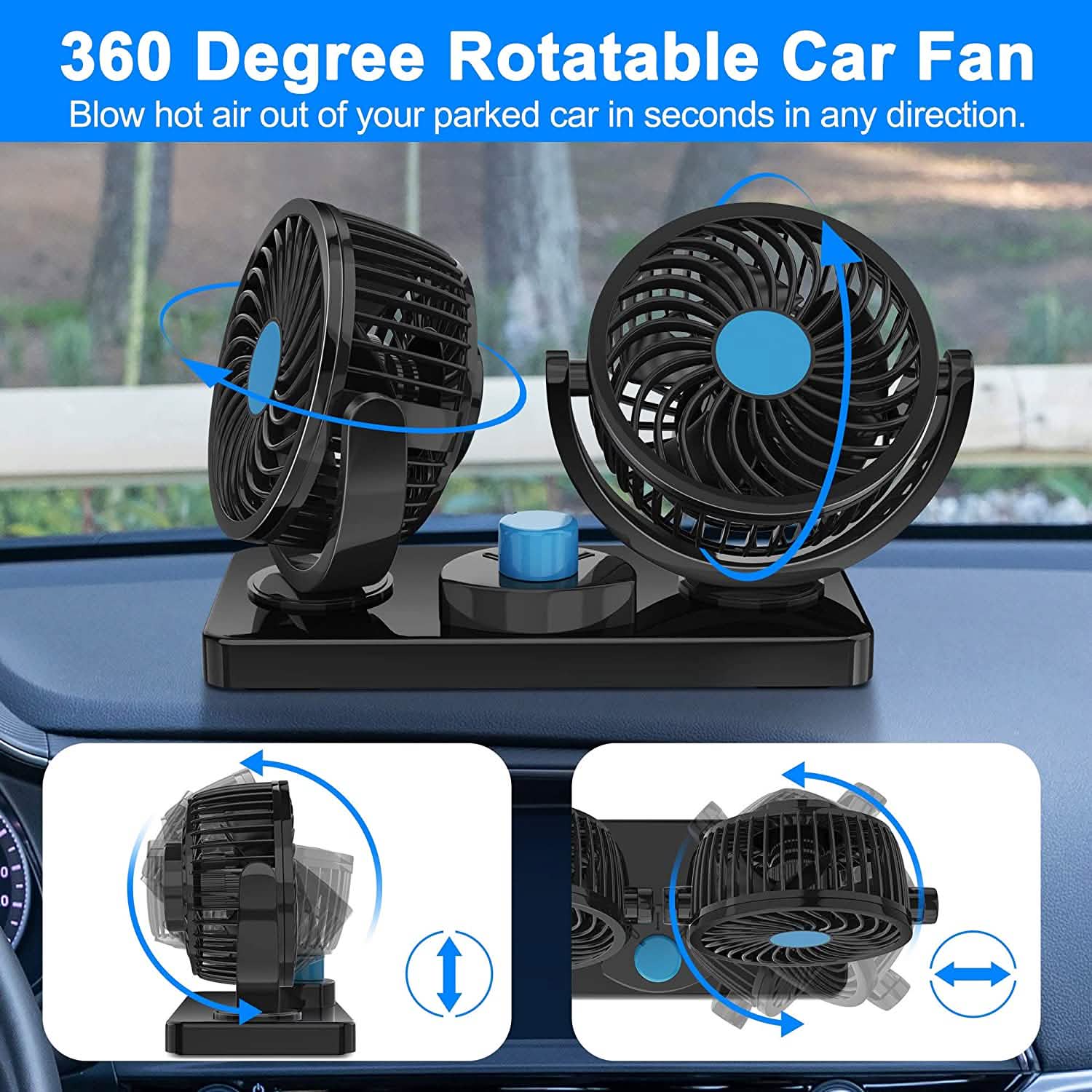 360 Degree Rotatable Car Fan by DailySale