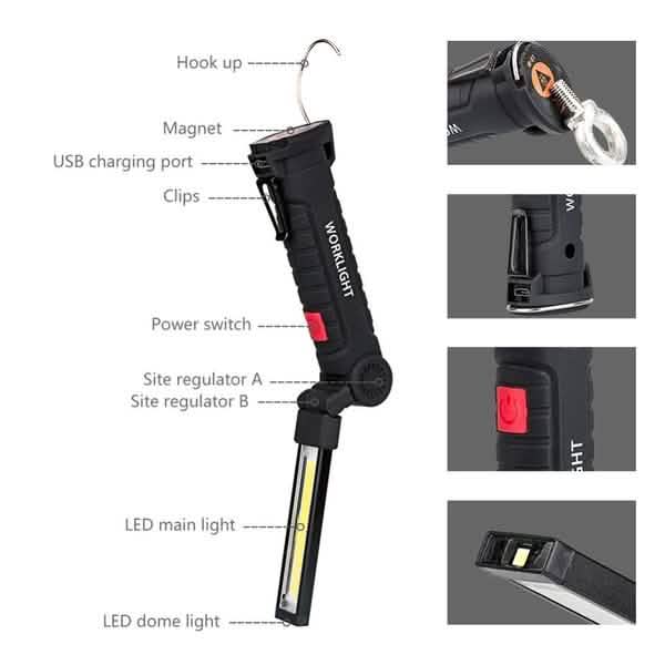 360° Rotation Inspection Lamp LED + COB Flexible Cordless Rechargeable Work Light by DailySale