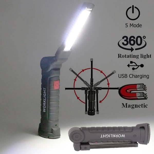 360° Rotation Inspection Lamp LED + COB Flexible Cordless Rechargeable Work Light by DailySale