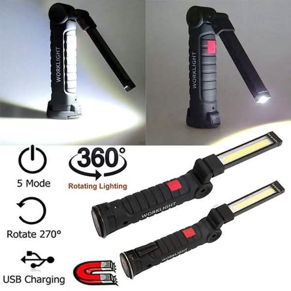 360° Rotation Inspection Lamp LED + COB Flexible Cordless Rechargeable Work Light by DailySale
