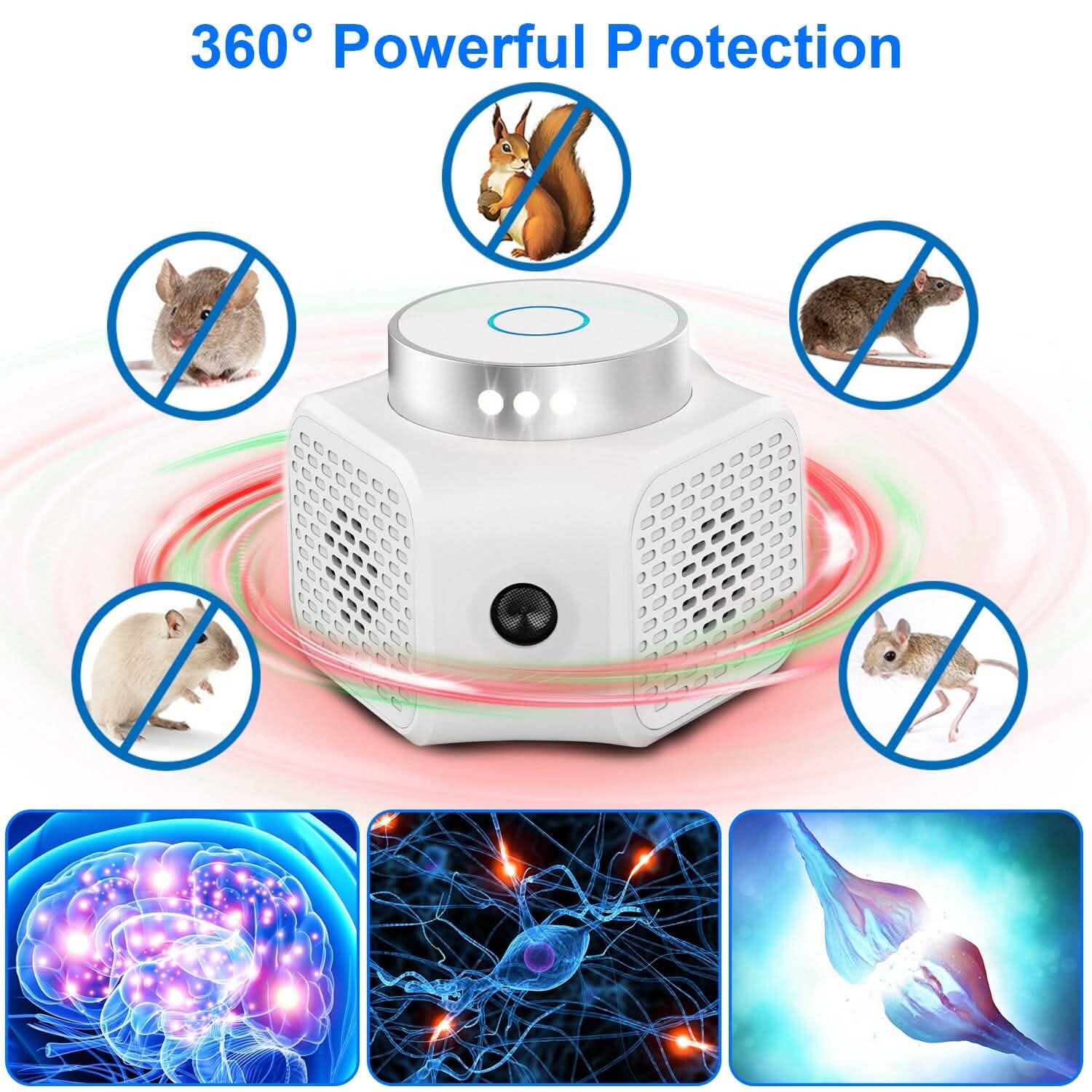 360° Ultrasonic Rodent Chaser Electronic Plug-in Mouse Control by DailySale