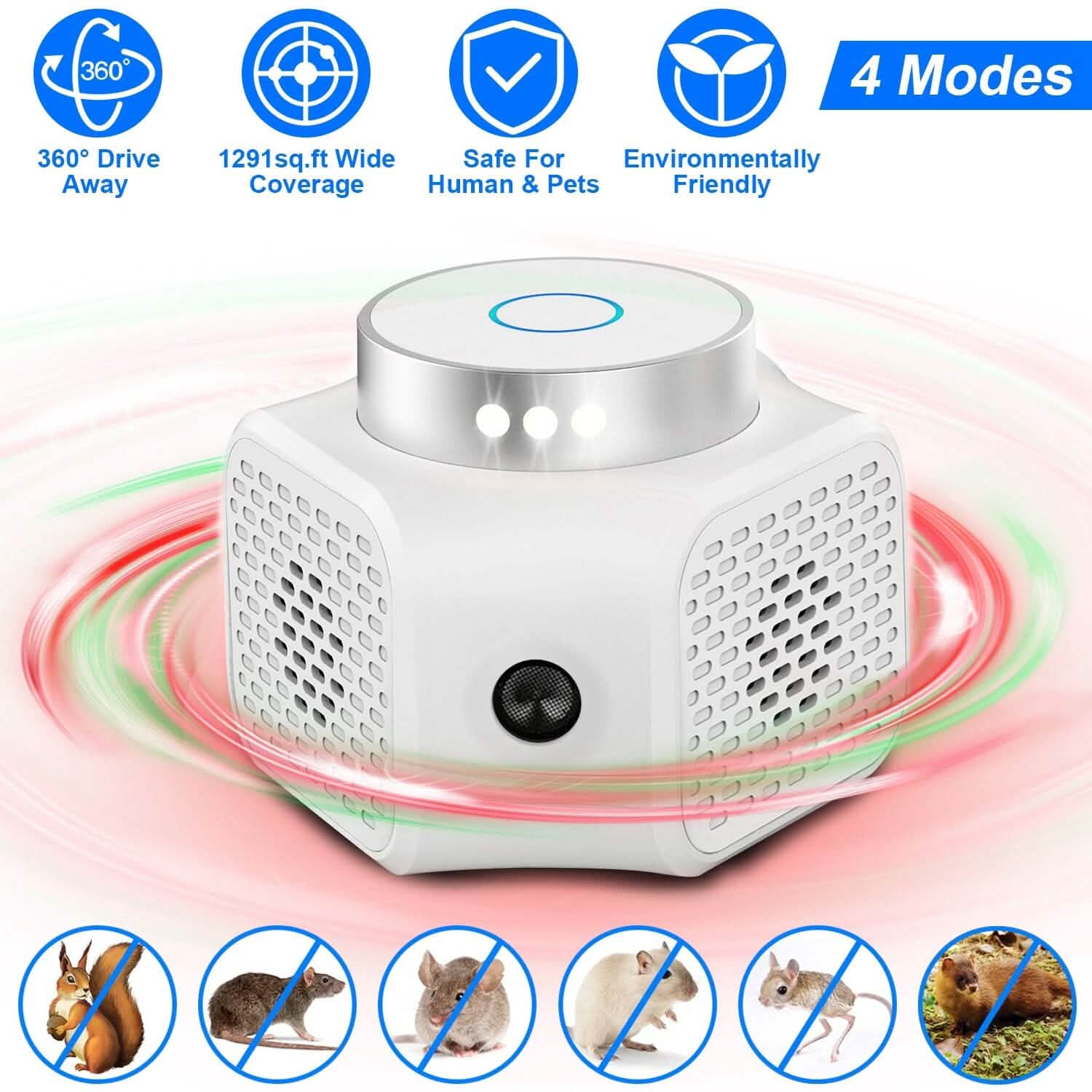 360° Ultrasonic Rodent Chaser Electronic Plug-in Mouse Control by DailySale