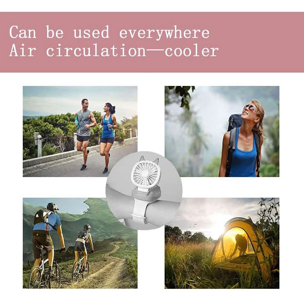 360¬∞Rotation Kids Portable Wrist Strap Mini Watch Hand Held Fan Cat Design by DailySale