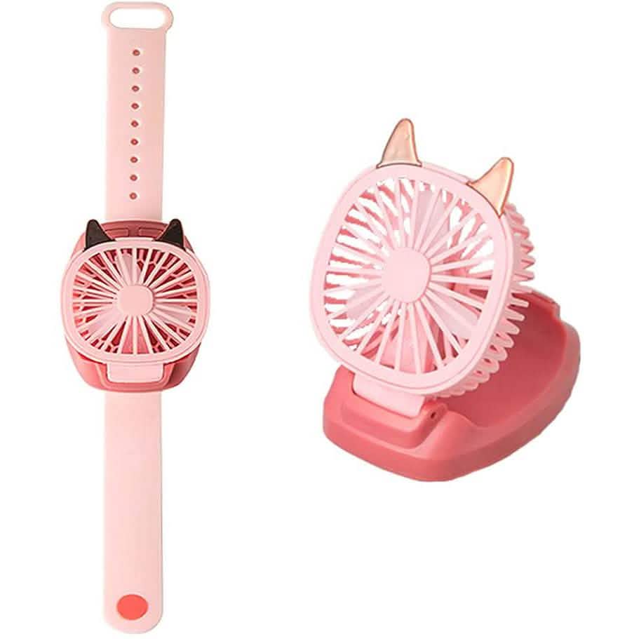 360¬∞Rotation Kids Portable Wrist Strap Mini Watch Hand Held Fan Cat Design by DailySale