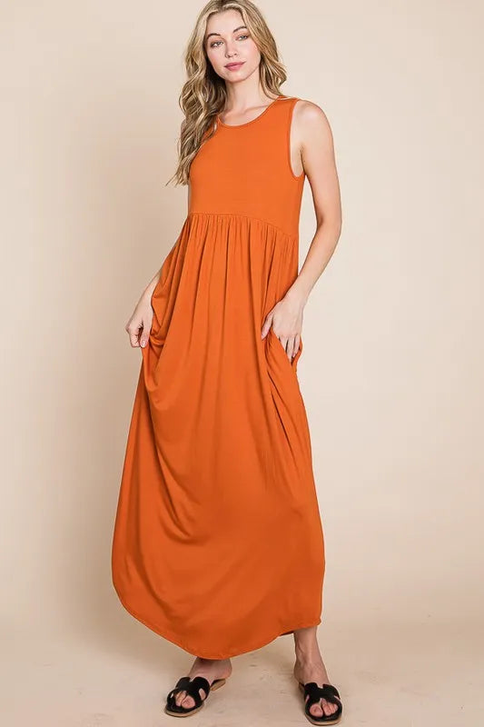 BOMBOM Sleeveless Maxi Dress with Pockets by Selvanelle