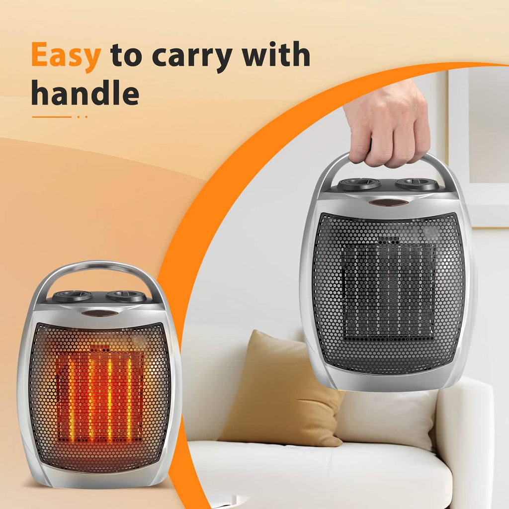 1500W Portable Ceramic Space Heater with Thermostat & Safety Protection with Carry Handle by DailySale