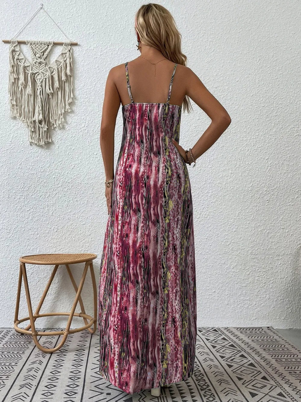 Printed Scoop Neck Maxi Cami Dress by Shopiebay