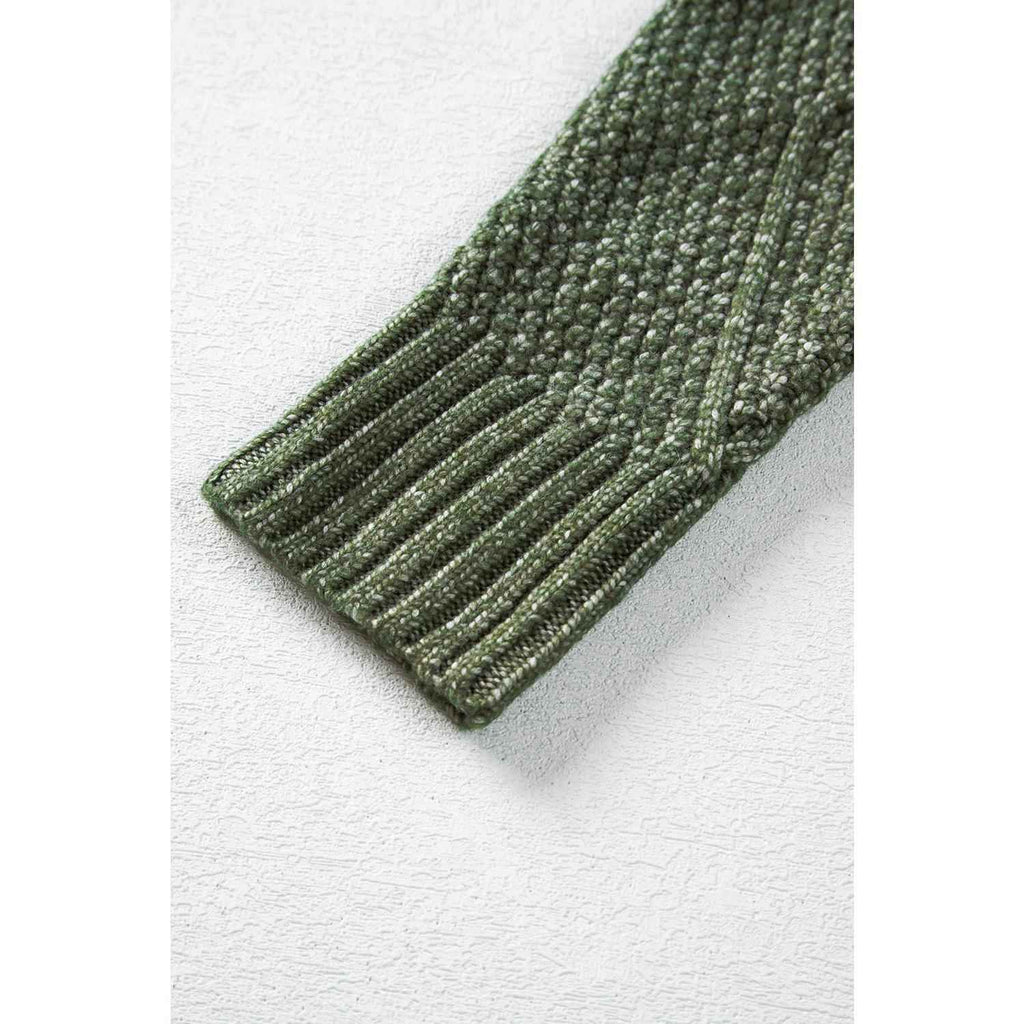 Mist Green Cable Knit Drop Shoulder Loose Fit Sweater Dress Casual Womenswear