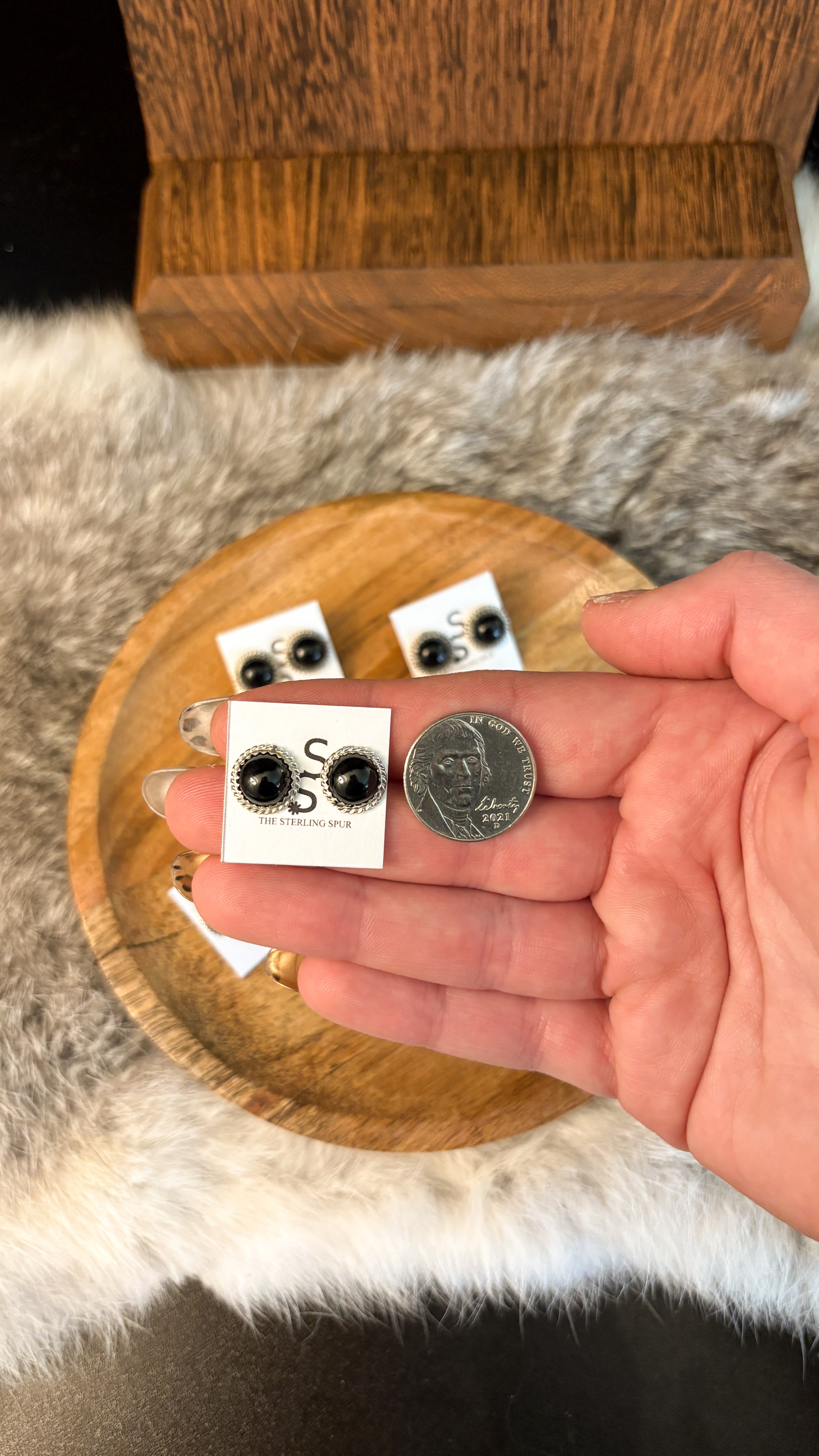 BLACK ONYX STUD EARRINGS BY ESTHER WHITE by The Sterling Spur