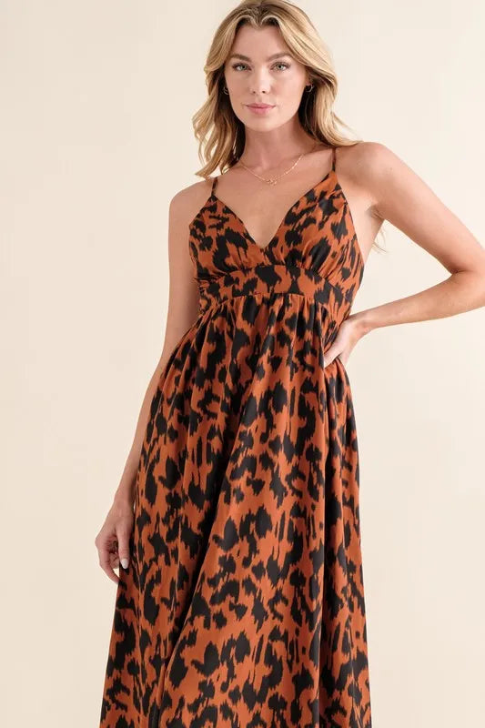 And The Why Leopard Print Plunge Maxi Dress by Selvanelle