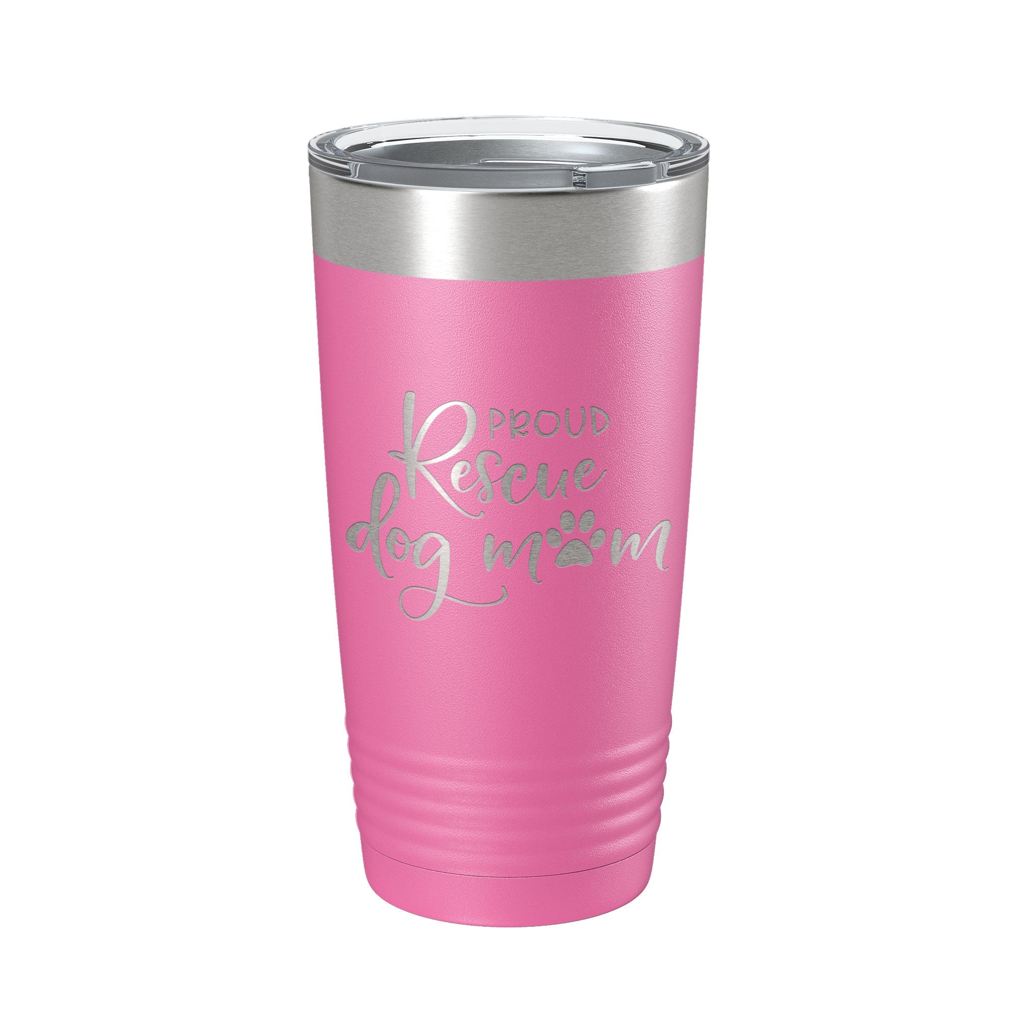 Proud Rescue Mom Tumbler Dog Travel Mug Gift Insulated Laser Engraved Coffee Cup 20 oz - Goddess Imports Marketplace