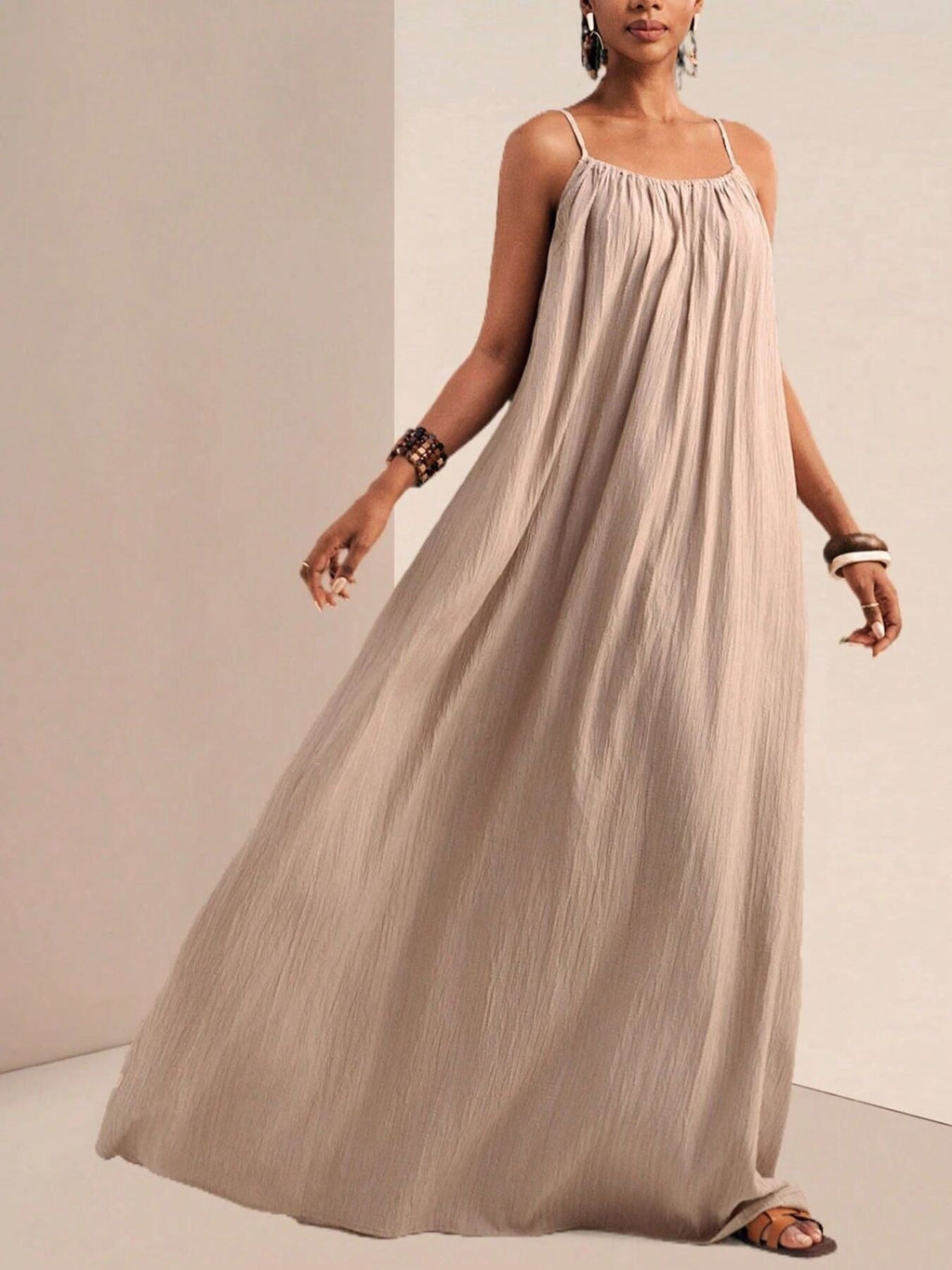 Spaghetti Strap Flowy Maxi Dress by Shopiebay