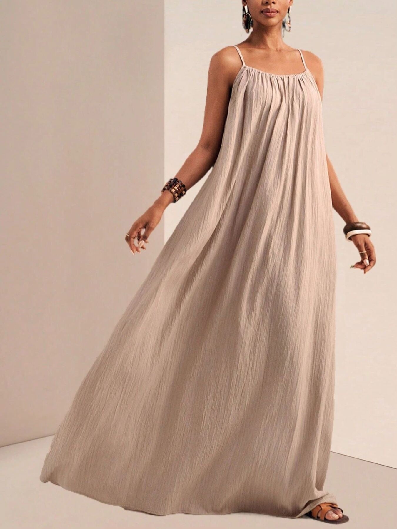Spaghetti Strap Flowy Maxi Dress by Shopiebay