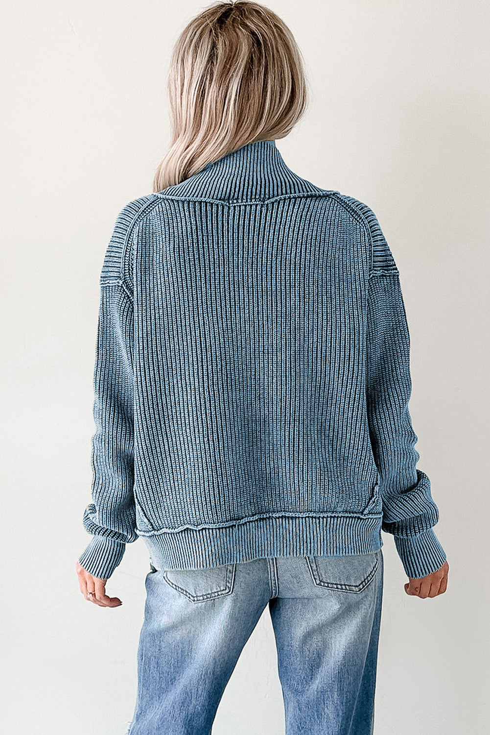 Chestnut Mineral Wash Exposed Seam Patchwork Knit Open Sweater Cardigan