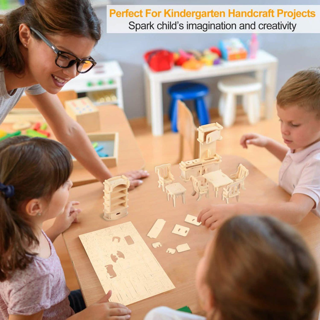3D Wooden Dollhouse Furniture Puzzles by DailySale