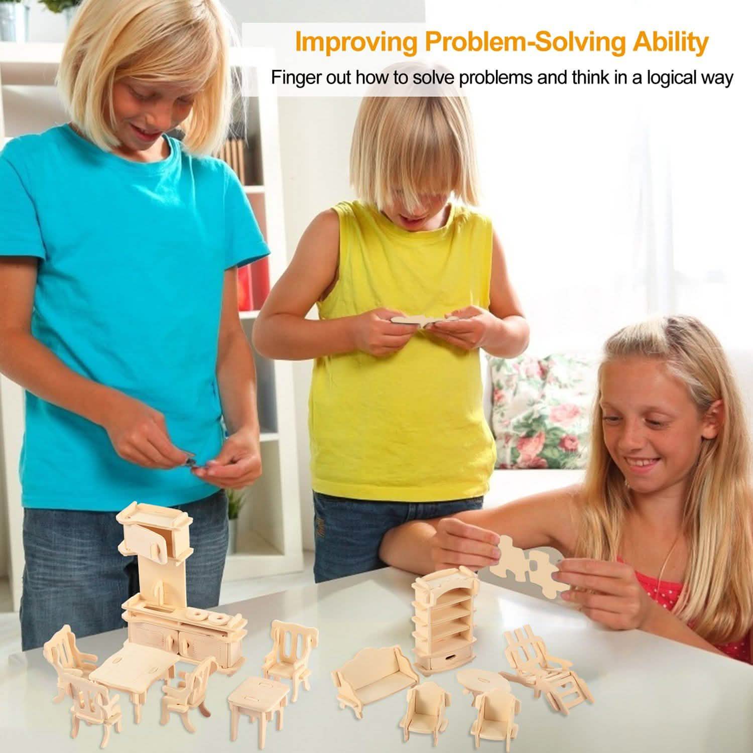 3D Wooden Dollhouse Furniture Puzzles by DailySale