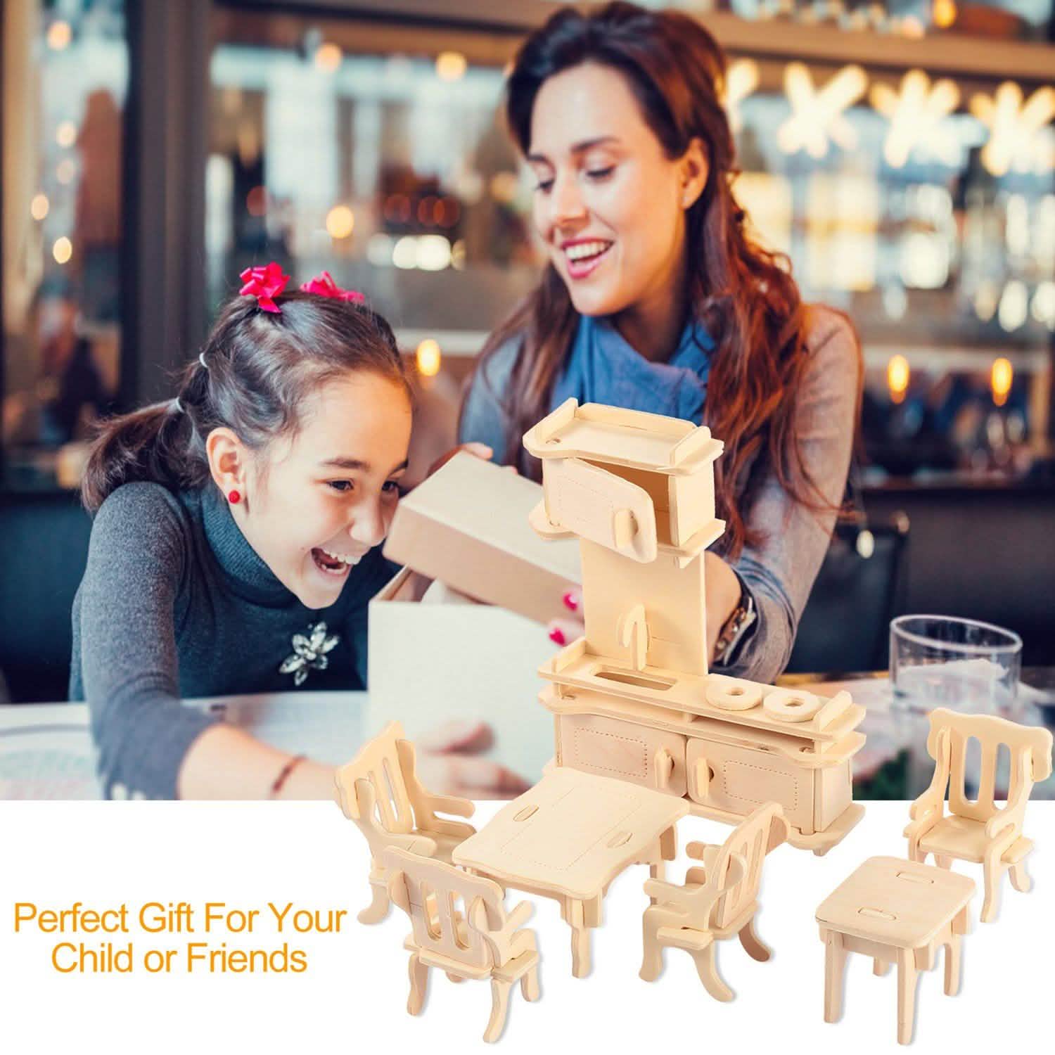 3D Wooden Dollhouse Furniture Puzzles by DailySale