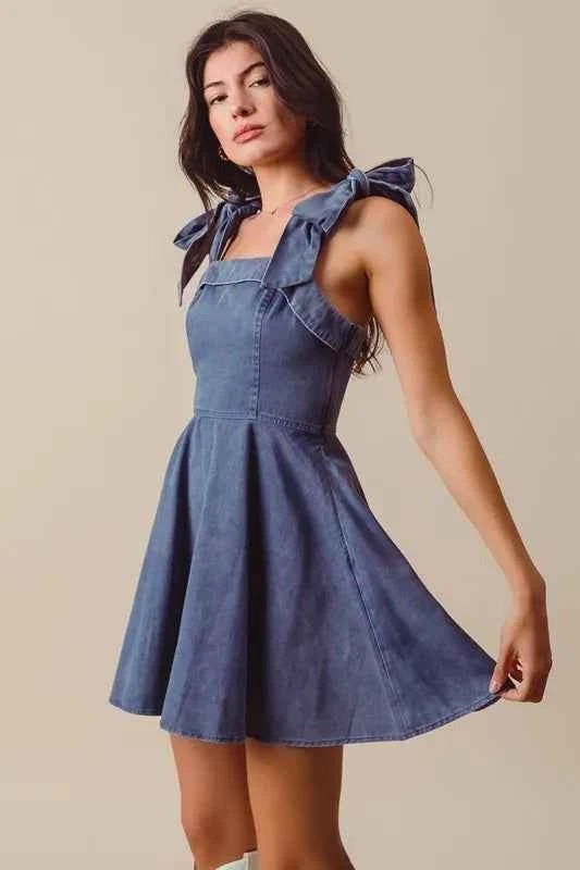 SO ME Fit and Flare Washed Gameday Dress