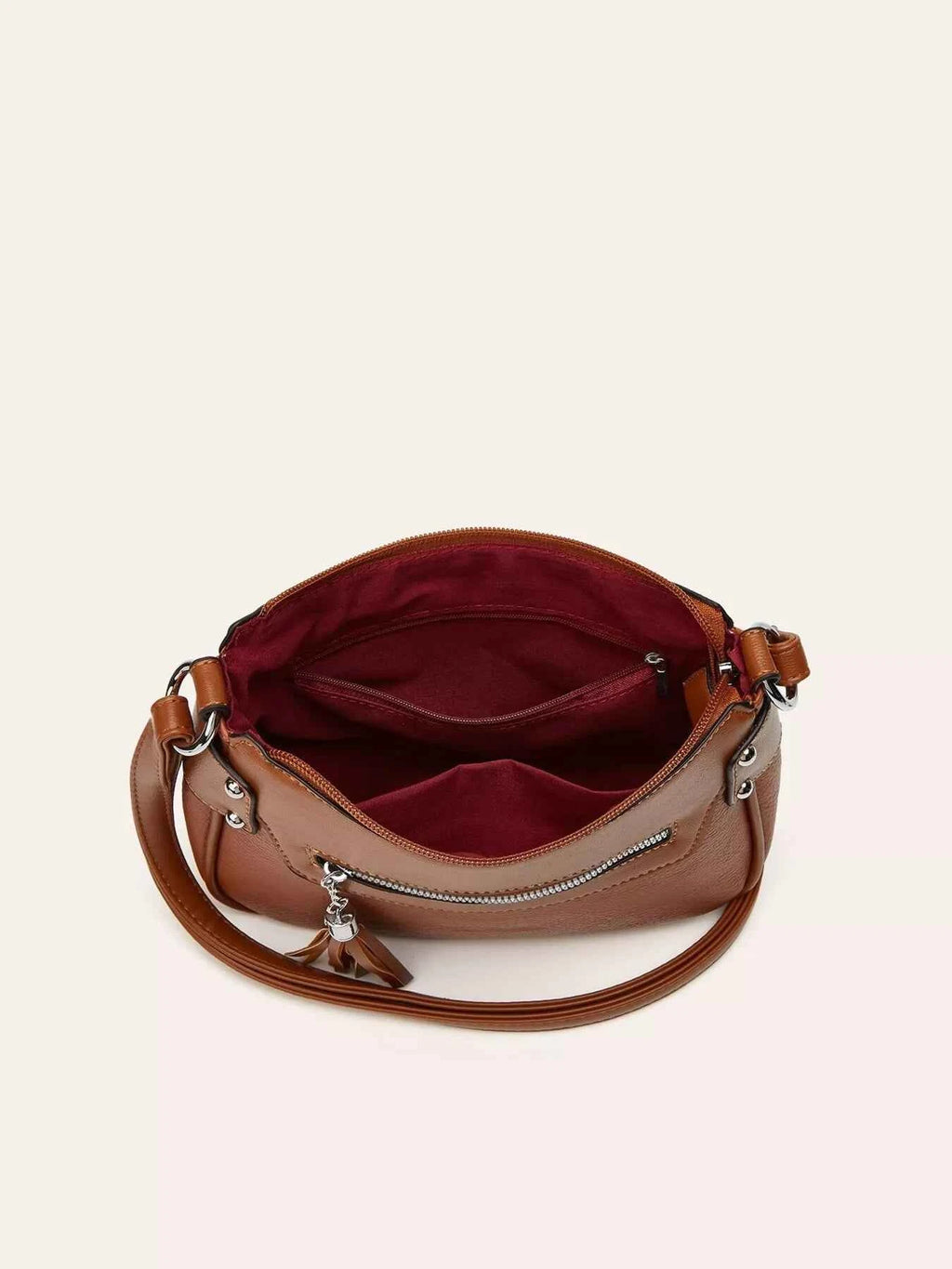 Tassel Decor PU Leather Crossbody Bag